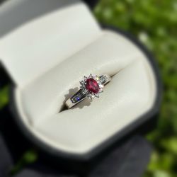 Jewelry 10k solid white gold ruby stone 0.55CTW ring sz 7.00