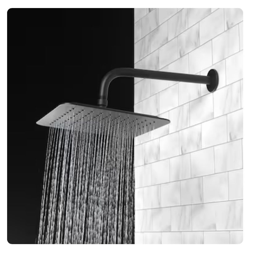 Allen + roth Reign 1.0 -Settings Matte Black 10-in Square Fixed Rain Shower Head 1.8 GPM