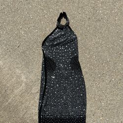 Black And Silver Studded Halter Party Dress Size Small