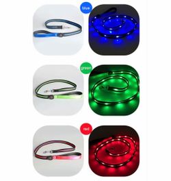 USB Rechargeable LED Dog Leash, 47” Light Up Reflective Leash, 3 Light Modes