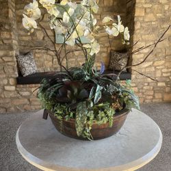 Large Faux Orchid & Succulent Floral Arrangement 