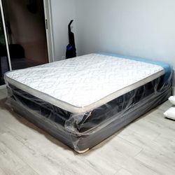 NEW QUEEN PILLOW-TOP MATTRESS AND BOX SPRING - 2PC