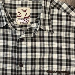 Southpole black and white plaid button up