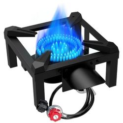 Propane Burner, High Pressure 100,000 BTUs Single Gas Stove