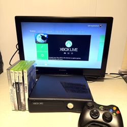 Xbox 360 Slim With 5 Games 