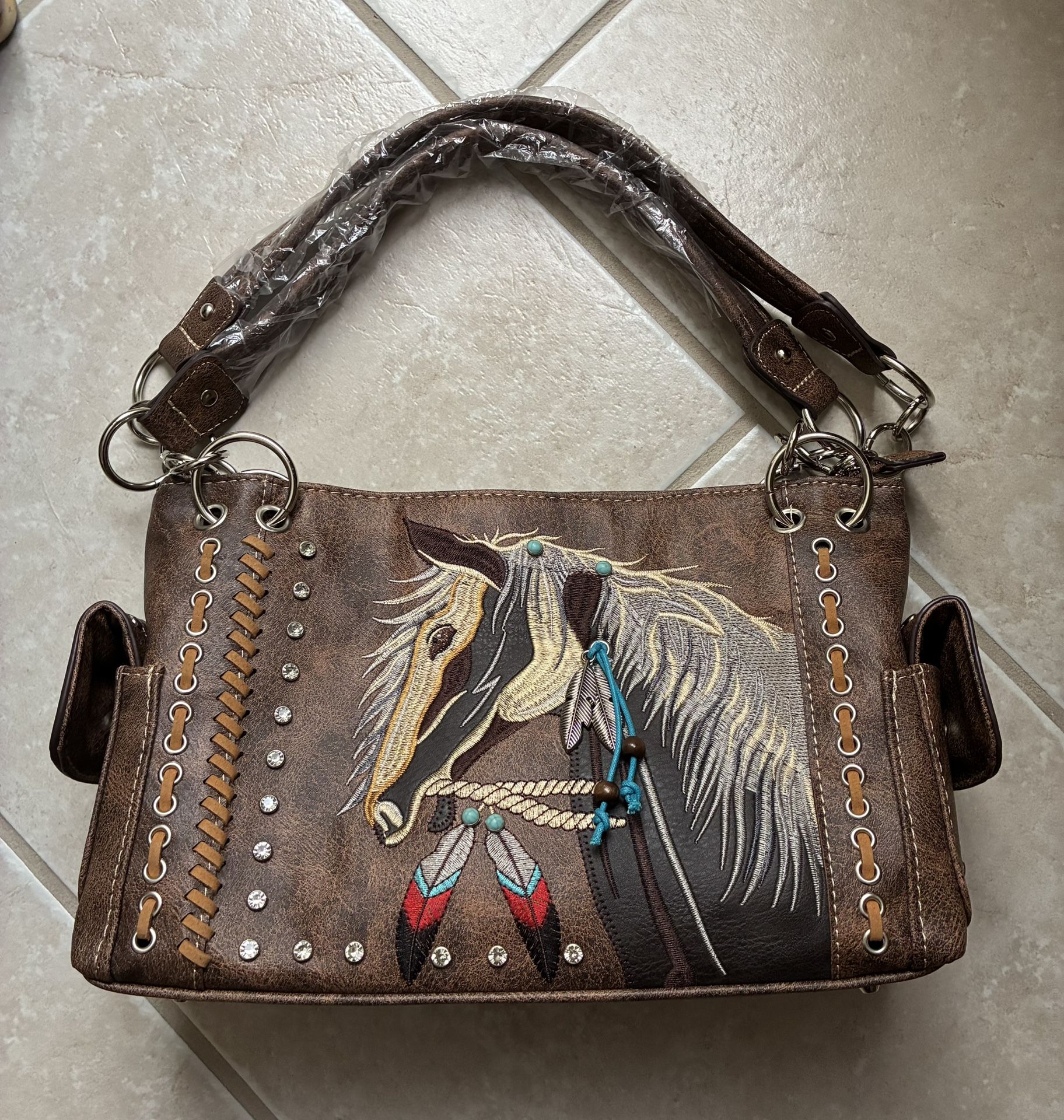 Women’s Purse with Embroidery Horse Western. NEW