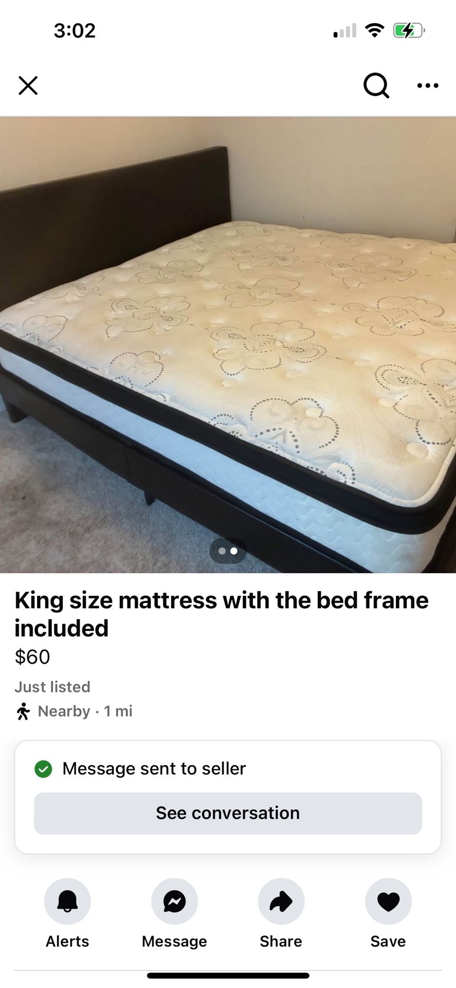 King Size Mattress W/ Frame included!