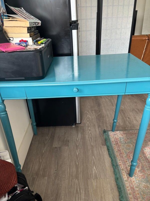 Teal Solid Wood Writing Desk