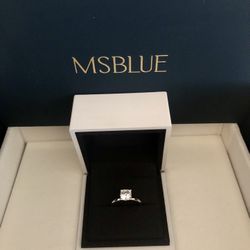 MSBLUE 1.5ct Radiant Cut Moissanite Engagement Ring