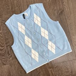 Light Blue Button Top Vest Top