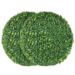 AILANDA 2 PCS 16'' Artificial Plant Topiary Ball for Outdoor, Faux Boxwood Balls Garden Spheres Decorative Balls with 8 Layers Leaves Faux Plant for B