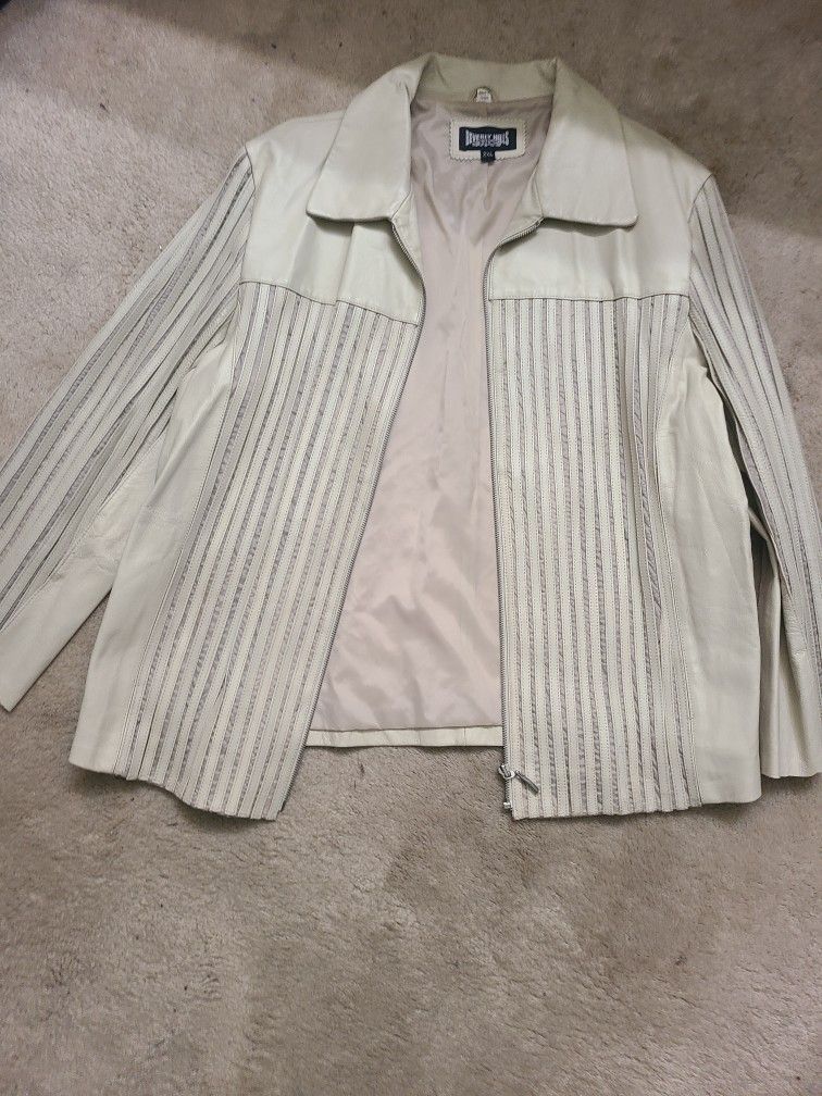 Cream Color Leather Jacket