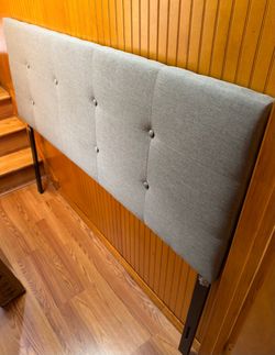 Gray Upholstered Button-Tufted Headboard