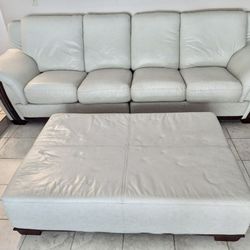 Leather Sofa Armchair & Ottoman 