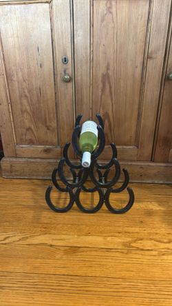Forged Iron Horseshoe Wine Bottle Holder