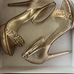 Pelle Mode Adagio Platinum Gold Metallic Snake Size 8 $220 
