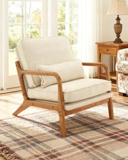 Karl Home Mid-Century Modern Accent Chair - Beige Reading Chair