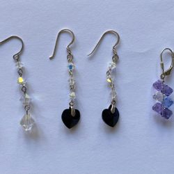 STERLING SILVER and CRYSTAL EARRINGS ($10 each Pair)