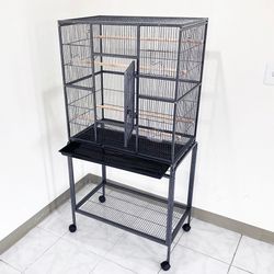 NEW $135 Large 63-inch Bird Cage Rolling Stand for Mid-Sized Cockatiels Parakeets Lovebirds 32x19x63”
