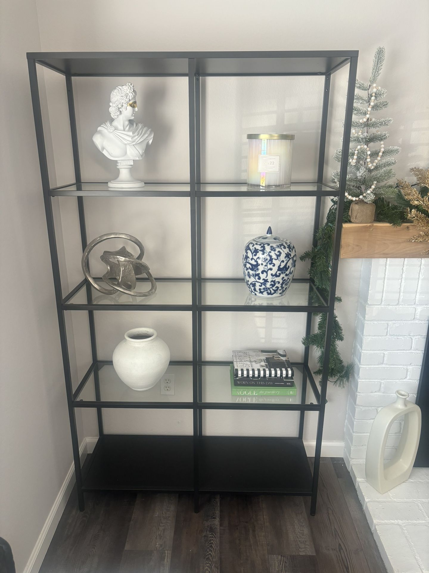 Black 4-tier Glass Shelves