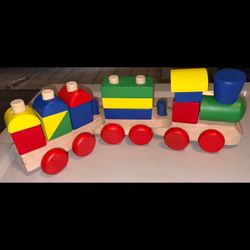 Melissa & Doug Wooden Train Stack Set