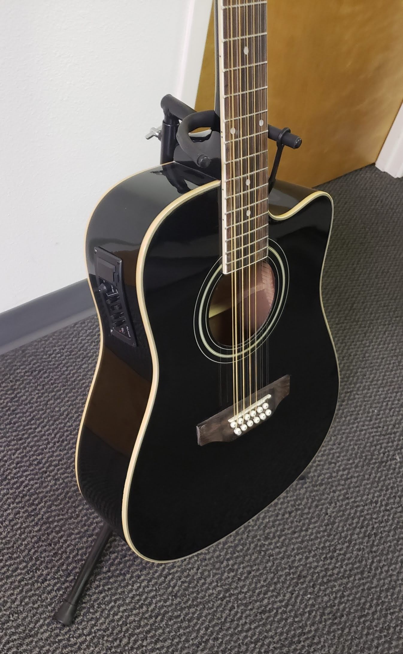 12 String Acoustic Electric Black Guitar Combo with Gig Bag & Accesories Guitarra Electrica Acústica Docerola 12 Cuerdas