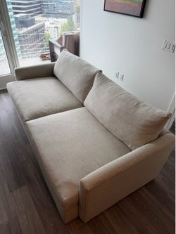 Cream/Grey Sofa, Crate & Barrel Lounge Deep 93” Couch