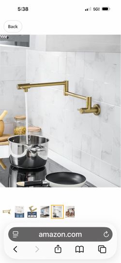 Pot Filler Faucet Matte Black for Kitchen Over Stove  22.5 Inch Wall Mount Folding black and gold K4 bl $40