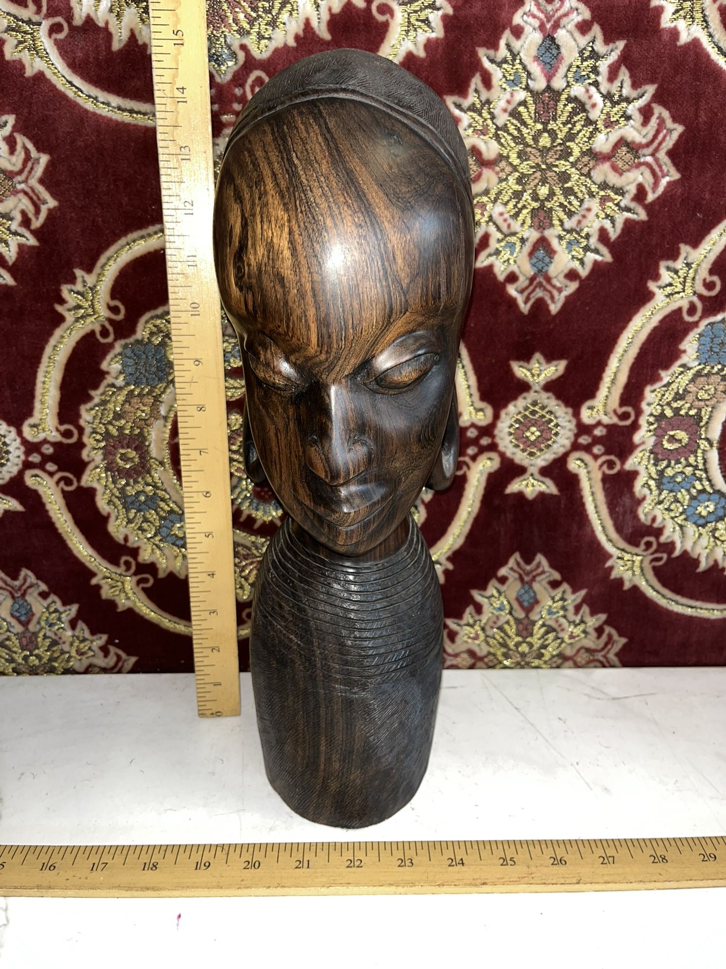 Vintage African Carved Ironwood Statue Of Beautiful Woman