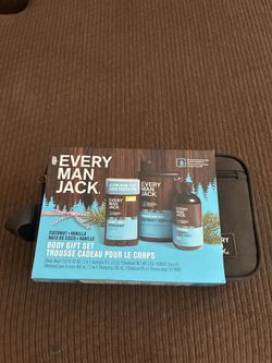Every Man Jack Coconut + Vanilla Body Gift Set - New with Dopp Kit Bag - 4 Piece