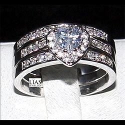 New 18k White Gold Wedding Ring Set 