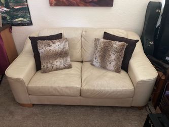 Italian designer cream leather couch