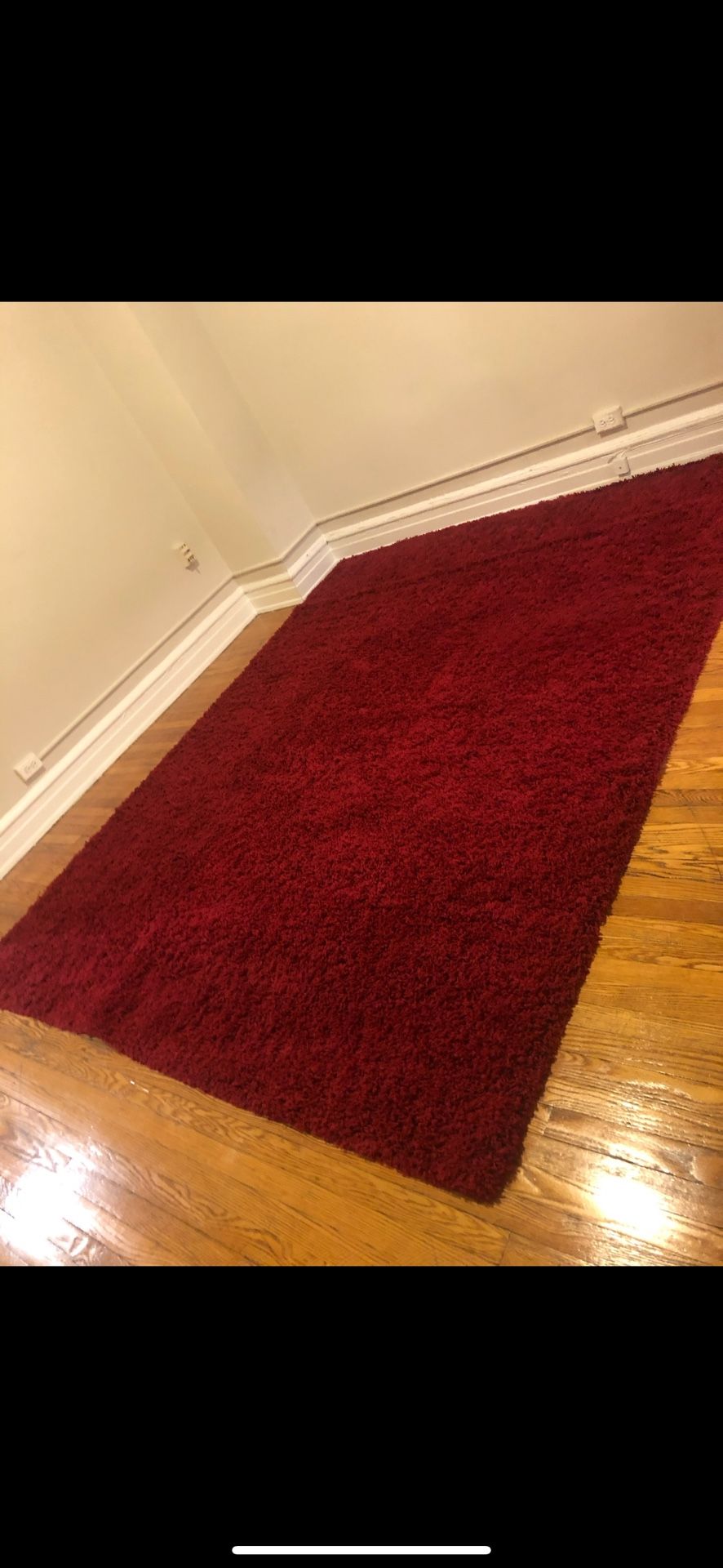 Red Shag Area Rug - 8' x 10', Red, Non-Shedding & Easy Care Professionally cleaned.