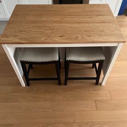 IKEA TORNVIKEN Kitchen island, off-white/oak, 49 5/8”x30 3/8”