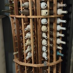 Corner Unfinished Wood Wine Rack / Holds 76 Bottles 