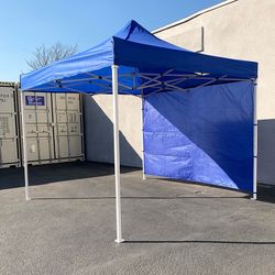(New) $109 Heavy-Duty Ez Popup Canopy 10 x 10 FT with (1 Sidewall, Carry Bag)