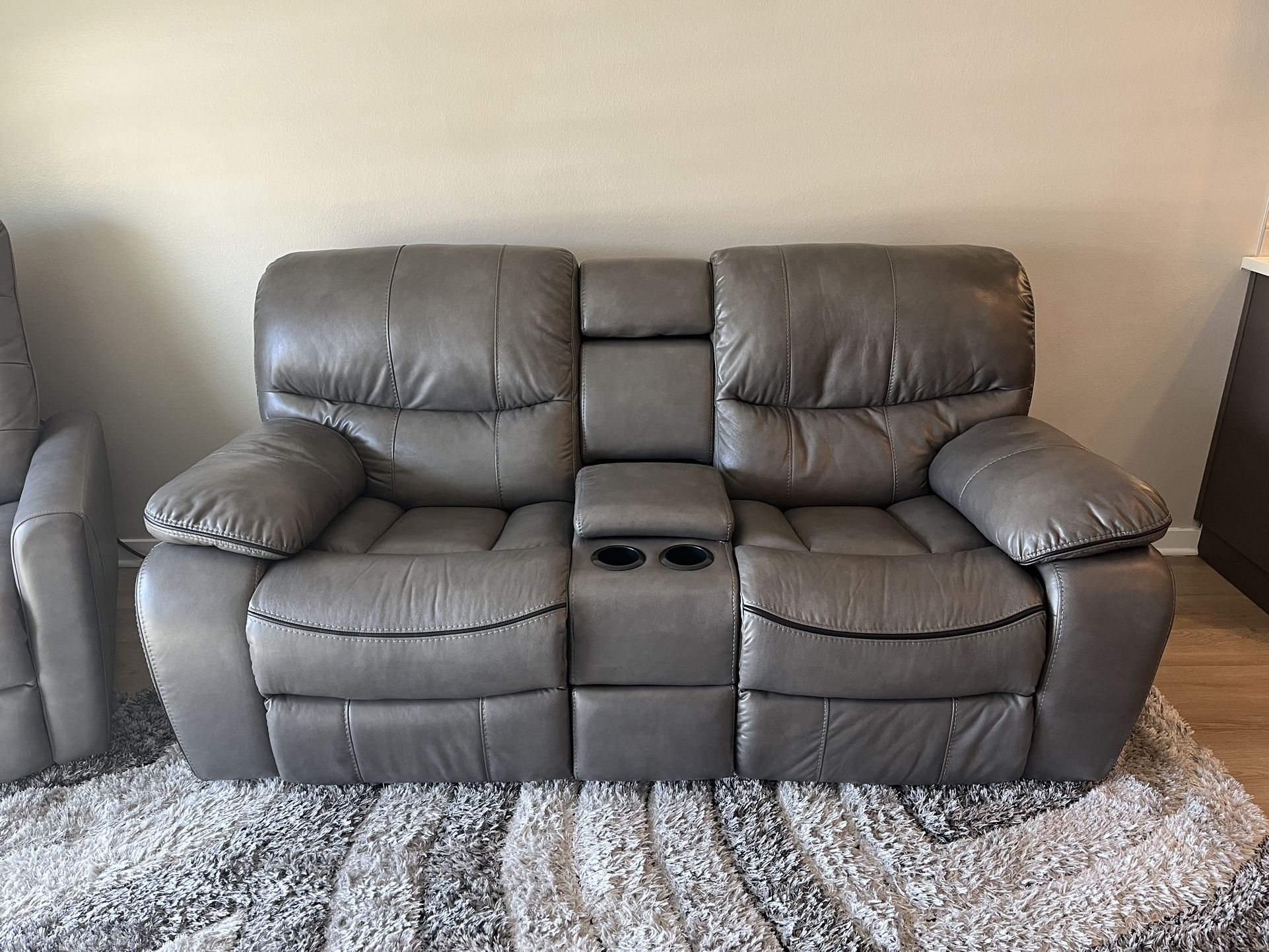 Power Recline Loveseat With Lights And Console