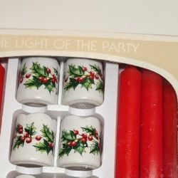 Petite Fine Porcelain Candle Holders And Candles 