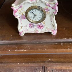 Beautiful Small Porcelain Antique Ansonia Wind Up Mantle Clock