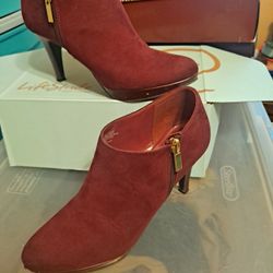 Burgundy Suede High Heels 