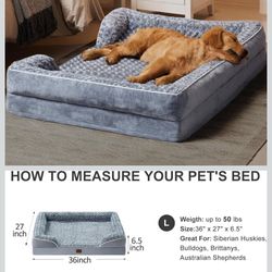 SIZE XL, WNPETHOME Dog Beds for Large Sized Dogs, Washable Orthopedic Dog Couch Sofa Bed with Waterproof Lining & Non-Skid Bottom for Pet Sleeping