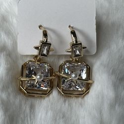 Classy Stoned Earrings Layered In 14KT Gold
