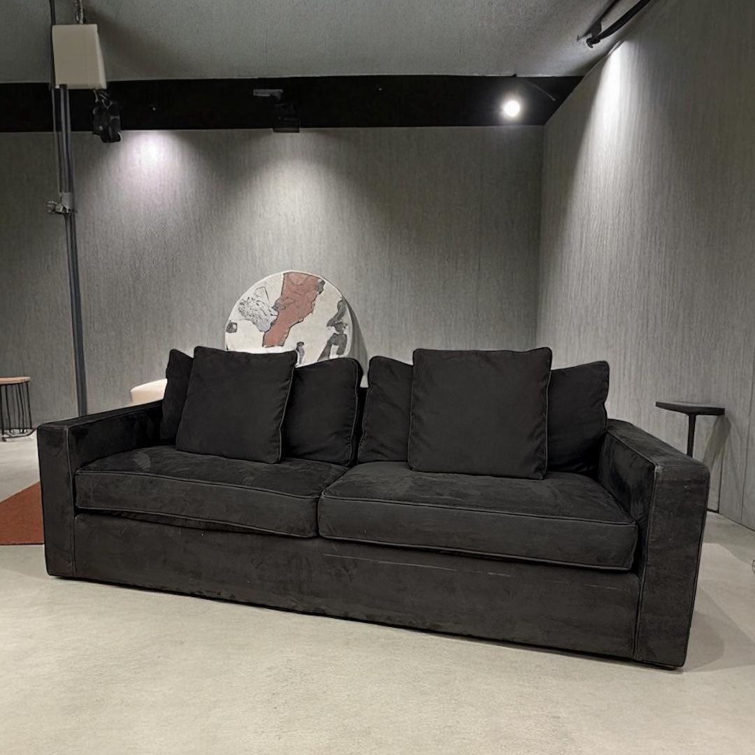Couch | Black Plush Sofa 4-Seater