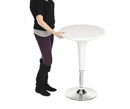 24" Round Cocktail Table, Height Adjustable, 360 Degree Swivel - White