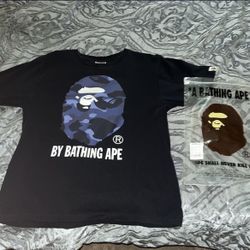 Bape Camo Blue T Shirt Got It For 165$ Asking 100$ Or Best Offer Brand New Comes In Bag Size Medium Hmu Lower Offers Accepted Giving Deals 