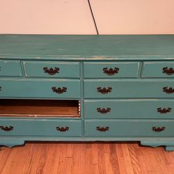 Dresser & Nightstand - Real Wood (Teal) 