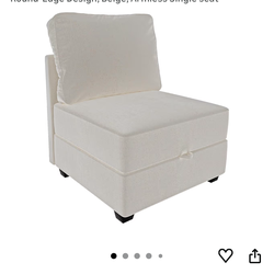 mestyle Beige Modular Sectional Sofa Armless Single Seat with Hidden Storage