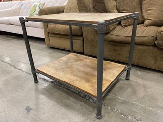 Industrial Style Iron Frame 2 Tier Side Table
