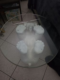 Polar Bear Glass Top Cocktail Coffee Table