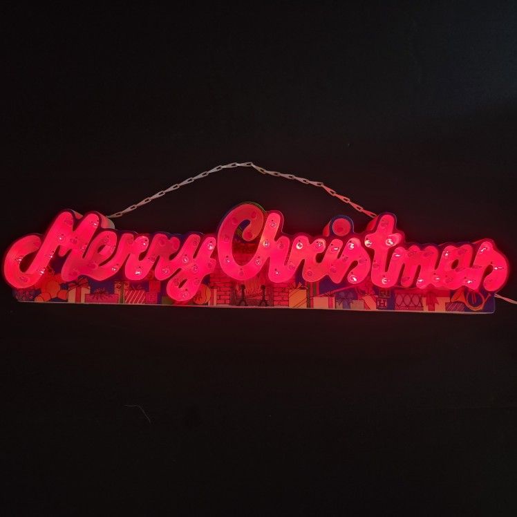 Vintage Joybrite 71~Light Red Greeting "Merry Christmas" Workshop Display